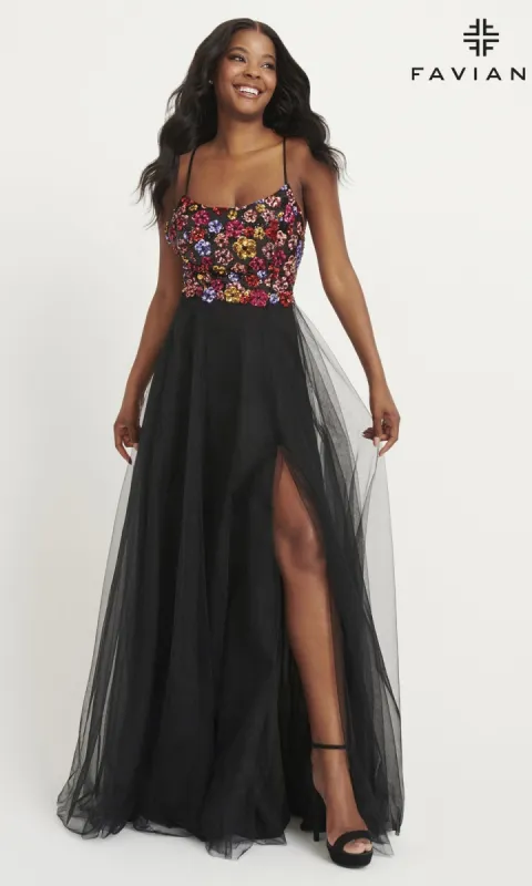 Faviana Beaded-Bodice Long Prom Dress 11039 sold by PromGirl