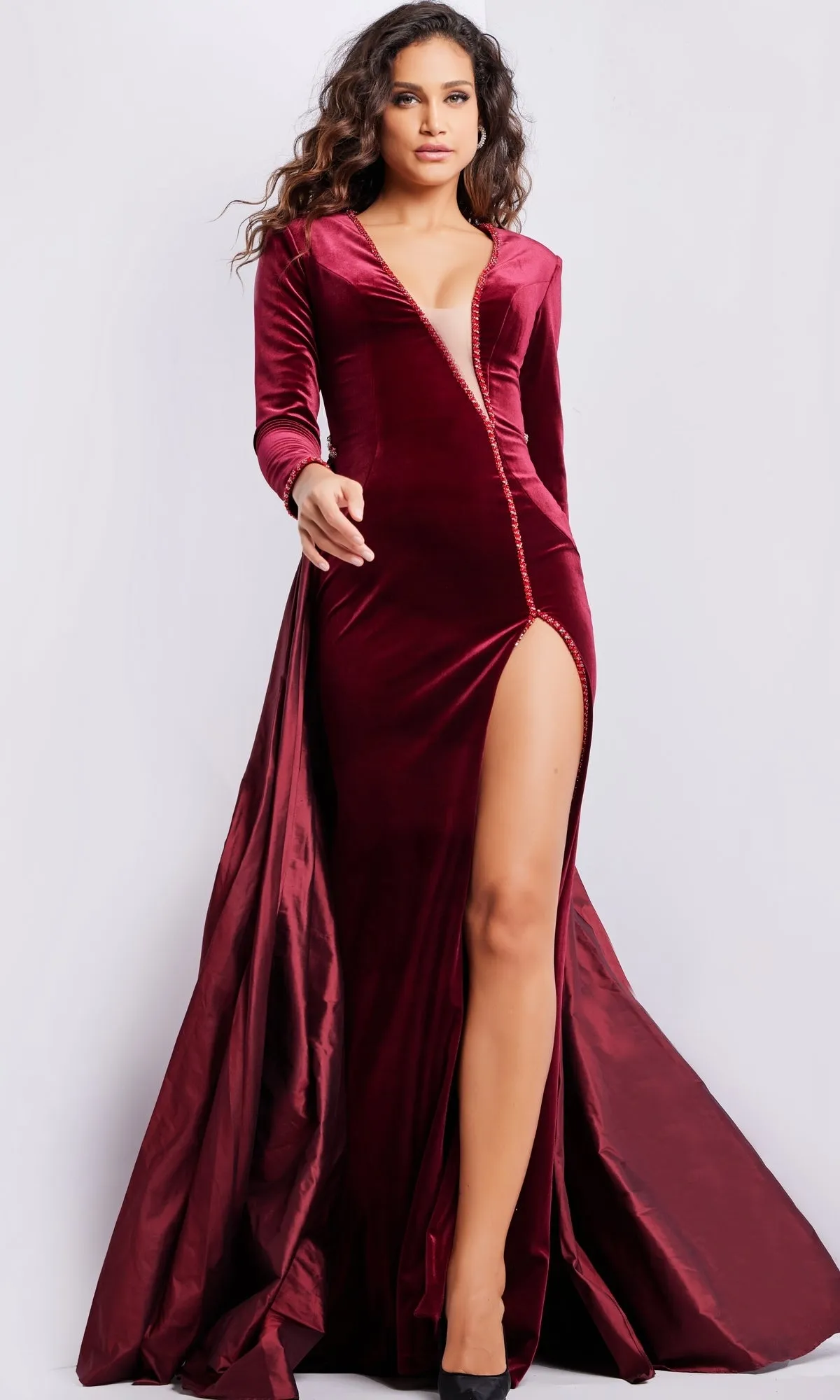 Jovani Long Sleeve Long Velvet Formal Dress 23943 sold by PromGirl product image thumbnail 2