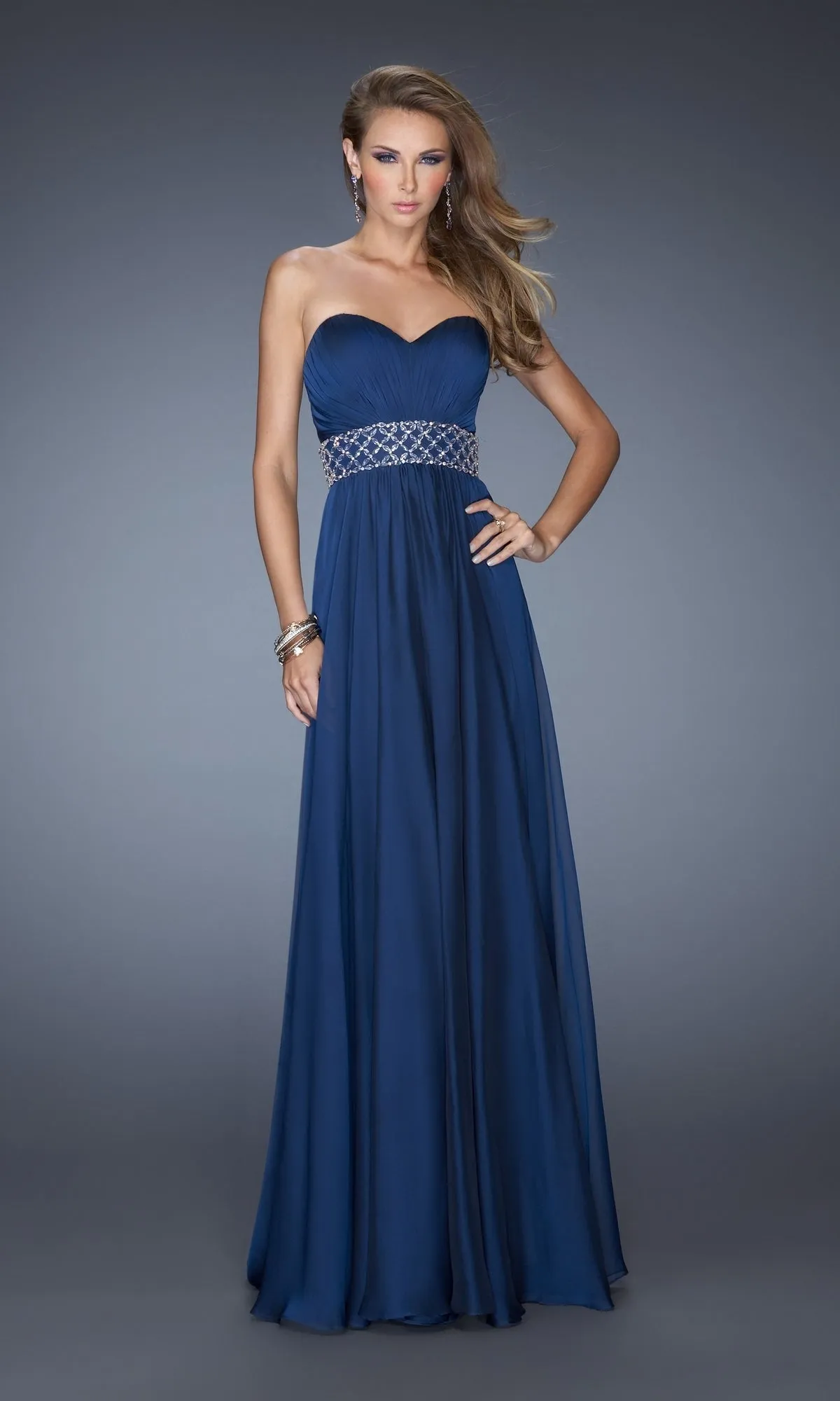 A-Line La Femme Pleated Chiffon Prom Dress 20140 sold by PromGirl product image thumbnail 4