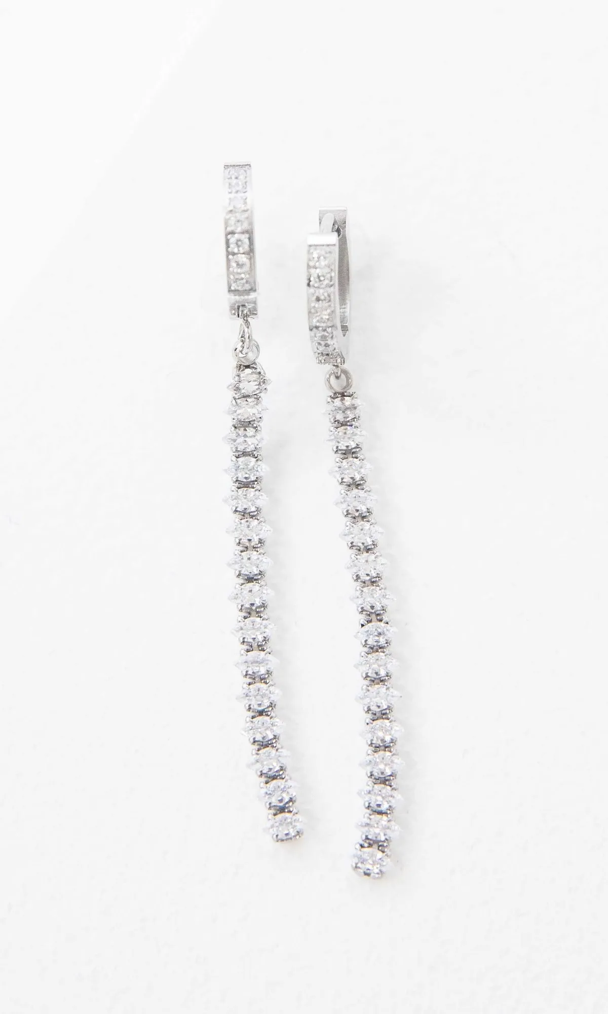 Small Silver Hoop Earrings With Stone Strands sold by PromGirl product image thumbnail 3