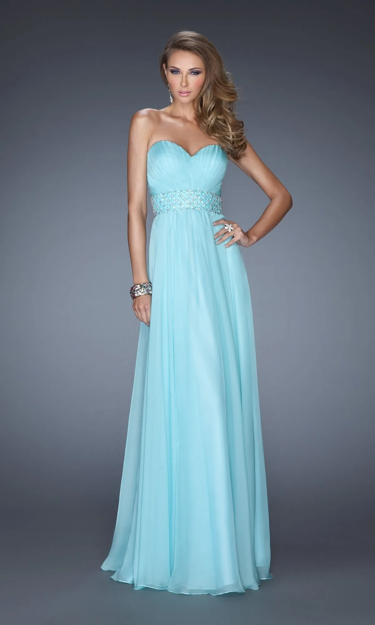 A-Line La Femme Pleated Chiffon Prom Dress 20140 sold by PromGirl product image thumbnail 3