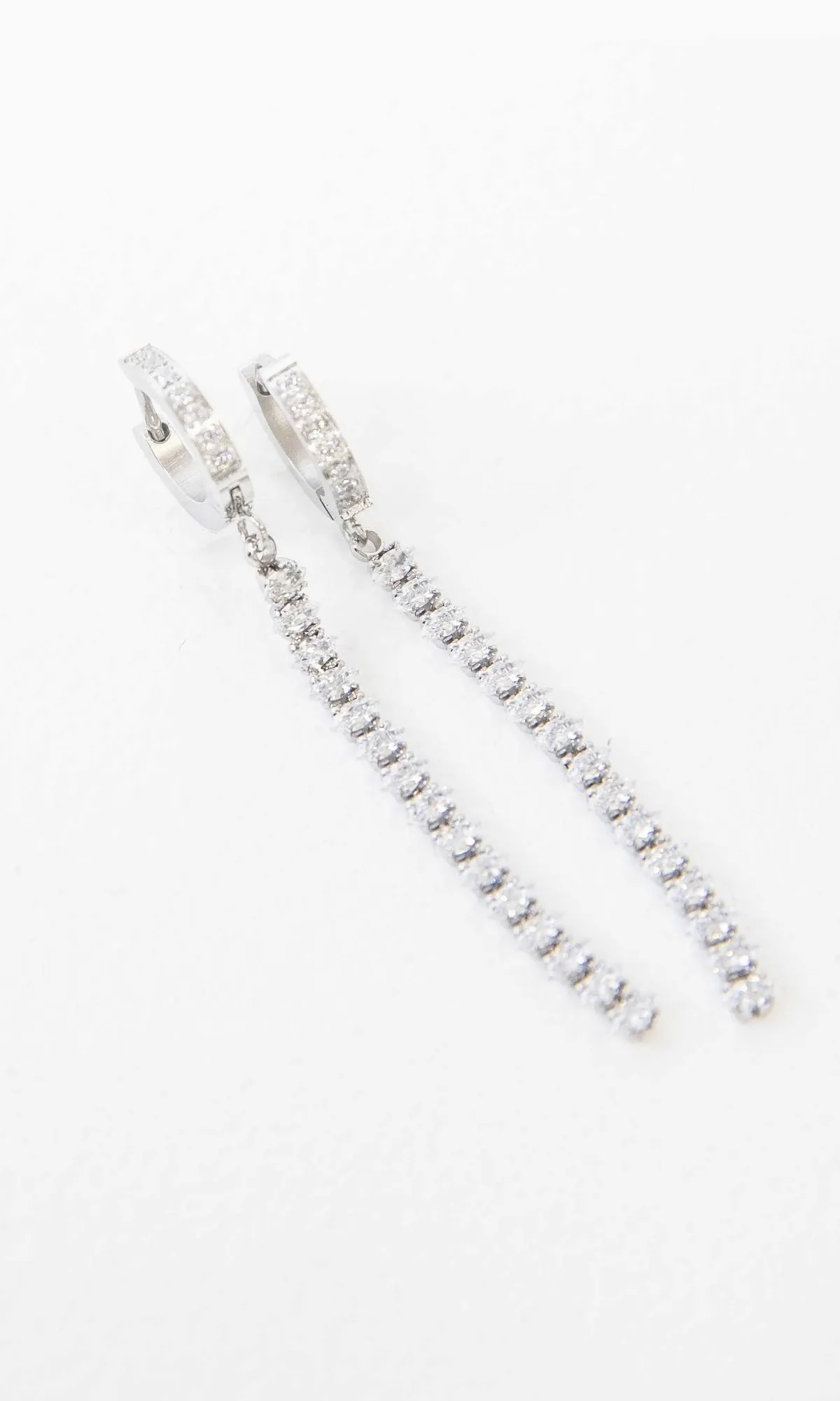 Small Silver Hoop Earrings With Stone Strands sold by PromGirl product image thumbnail 2
