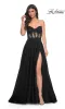 La Femme Sheer-Waist Long A-Line Prom Dress 32313 sold by PromGirl