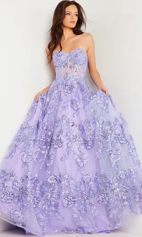 Jovani Strapless Lilac Long Prom Ball Gown 26223 sold by PromGirl