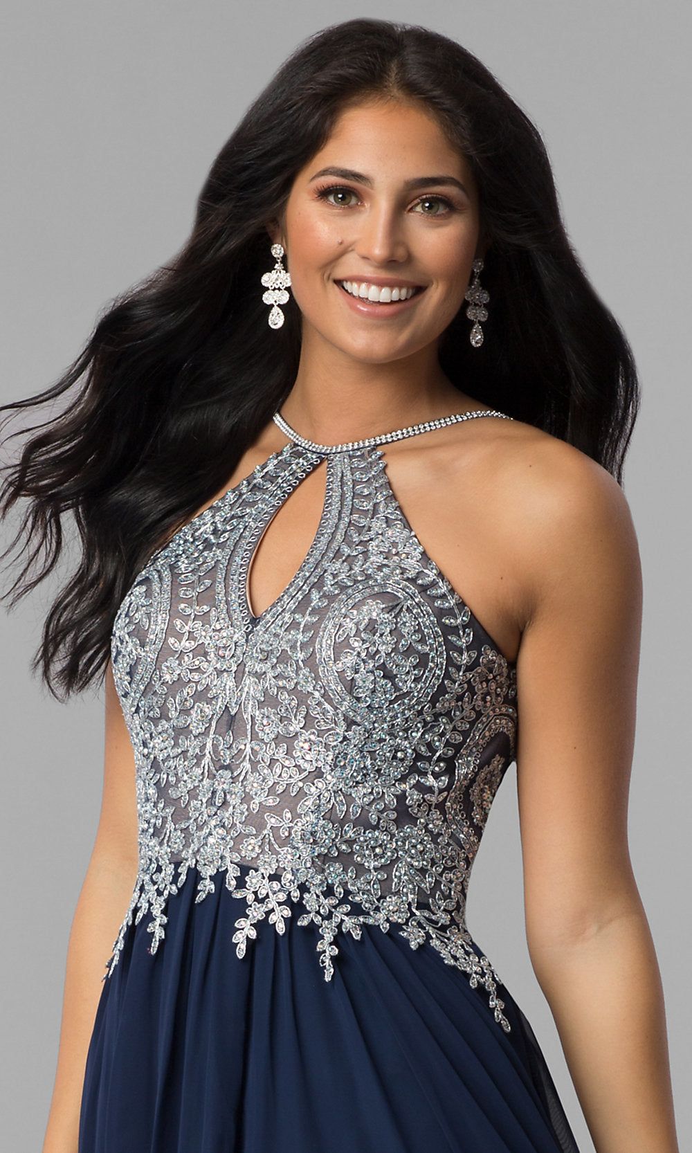 High-Neck Long Prom Dress with Front Keyhole Cut Out sold by PromGirl product image thumbnail 4