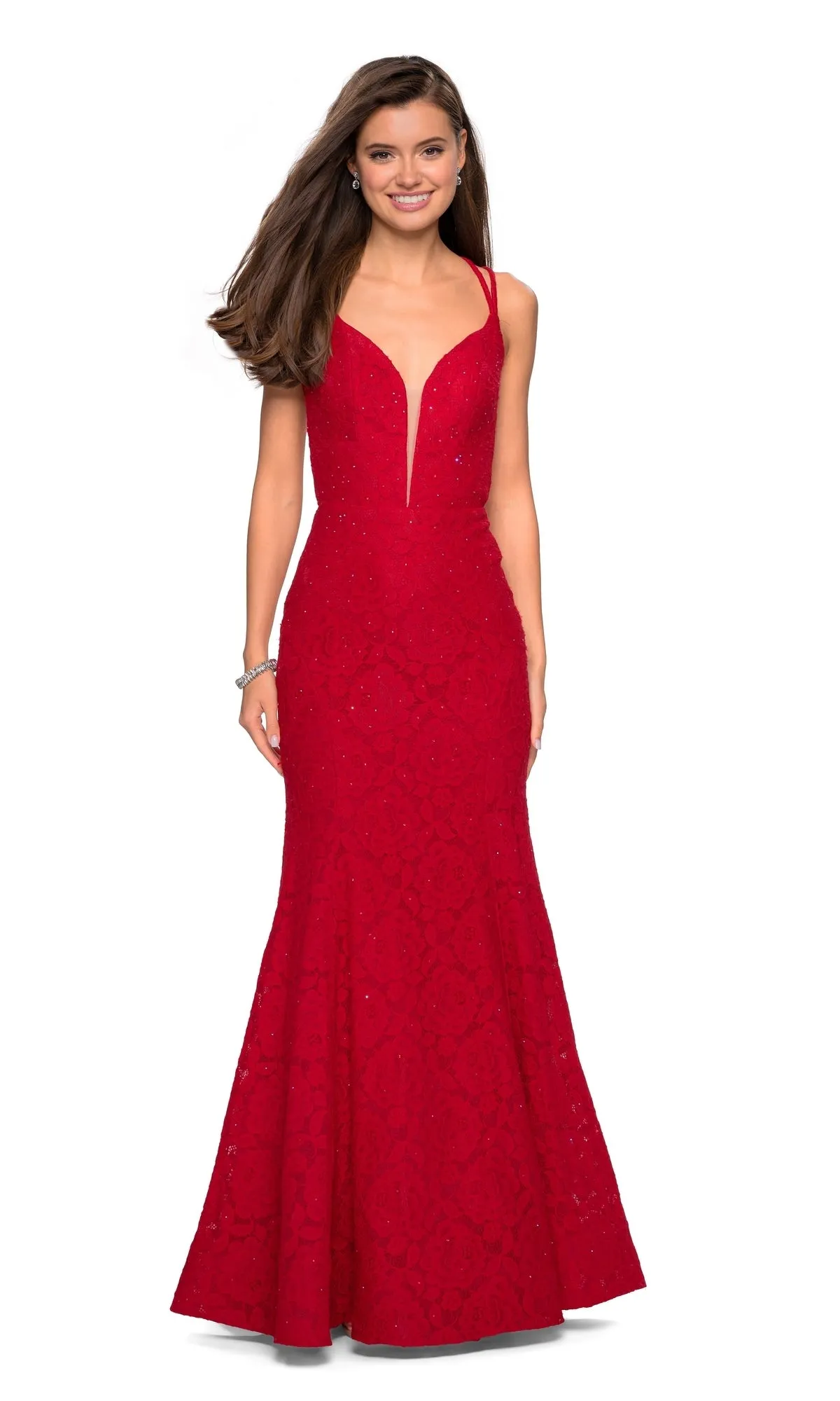 Backless Lace Mermaid Prom Dress: La Femme 27560 sold by PromGirl product image thumbnail 3