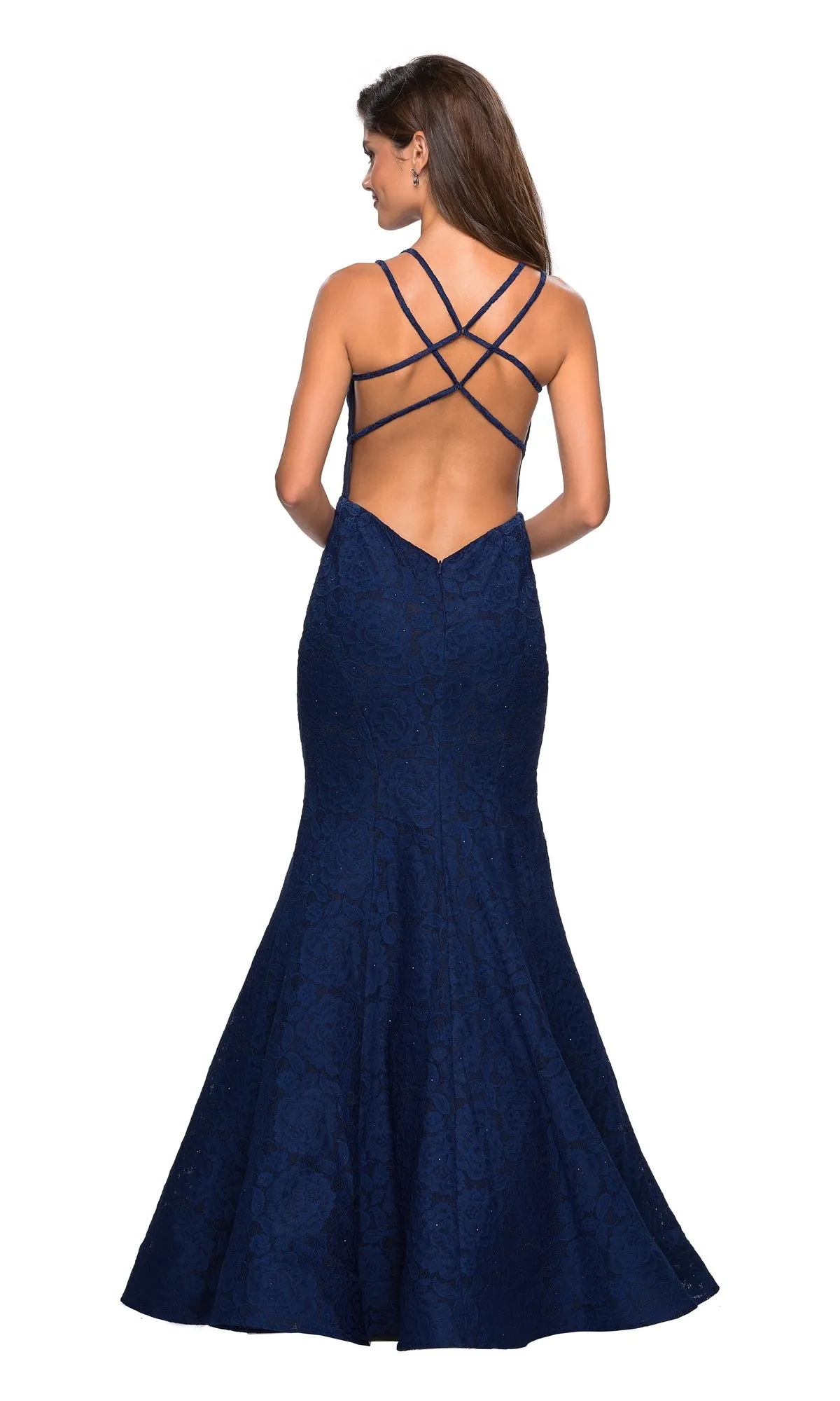 Backless Lace Mermaid Prom Dress: La Femme 27560 sold by PromGirl product image thumbnail 2