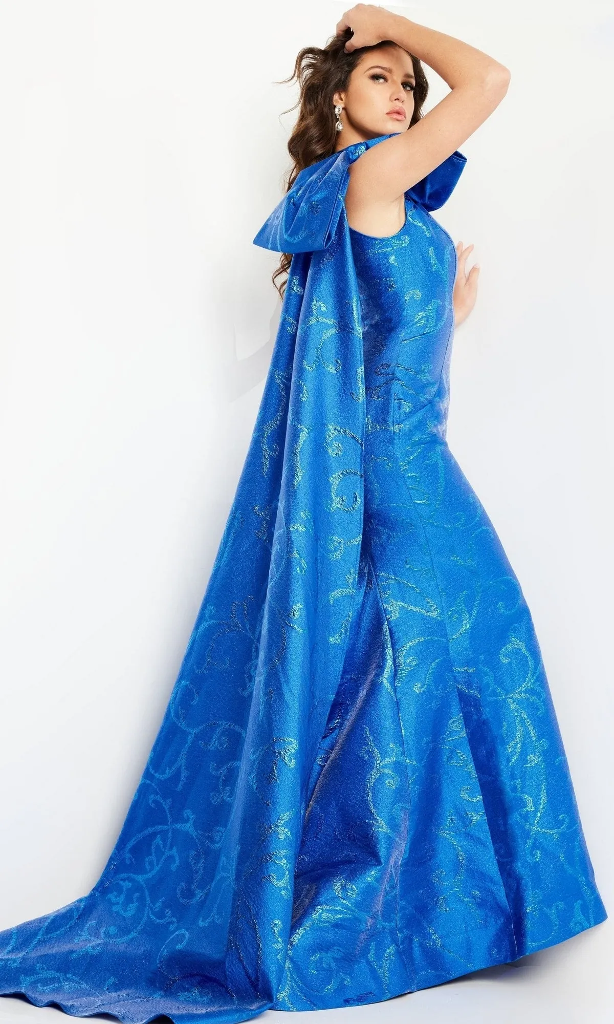 Jovani One-Shoulder-Bow Long Formal Dress 23742 sold by PromGirl product image thumbnail 2