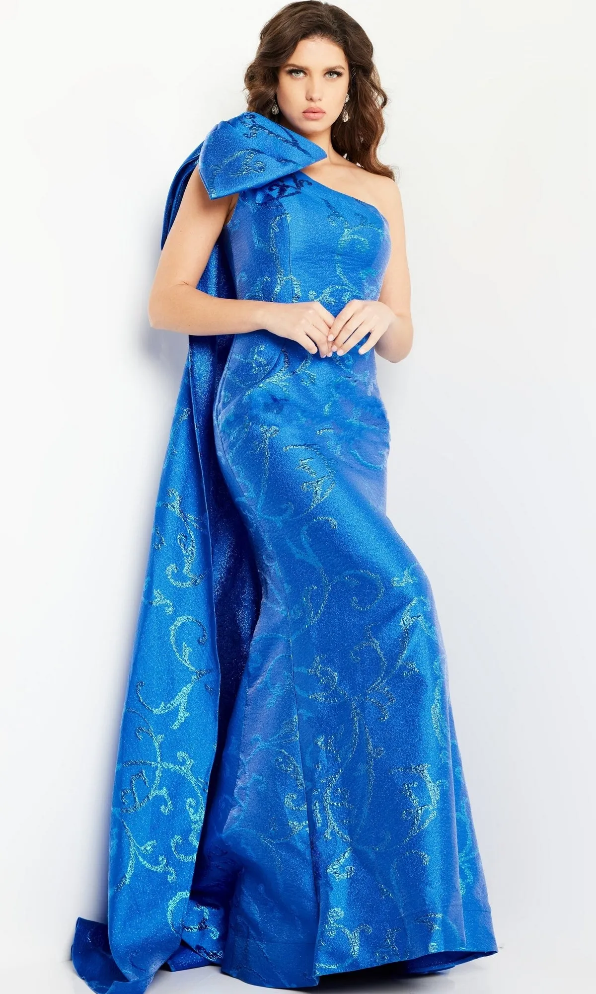 Jovani One-Shoulder-Bow Long Formal Dress 23742 sold by PromGirl product image thumbnail 5