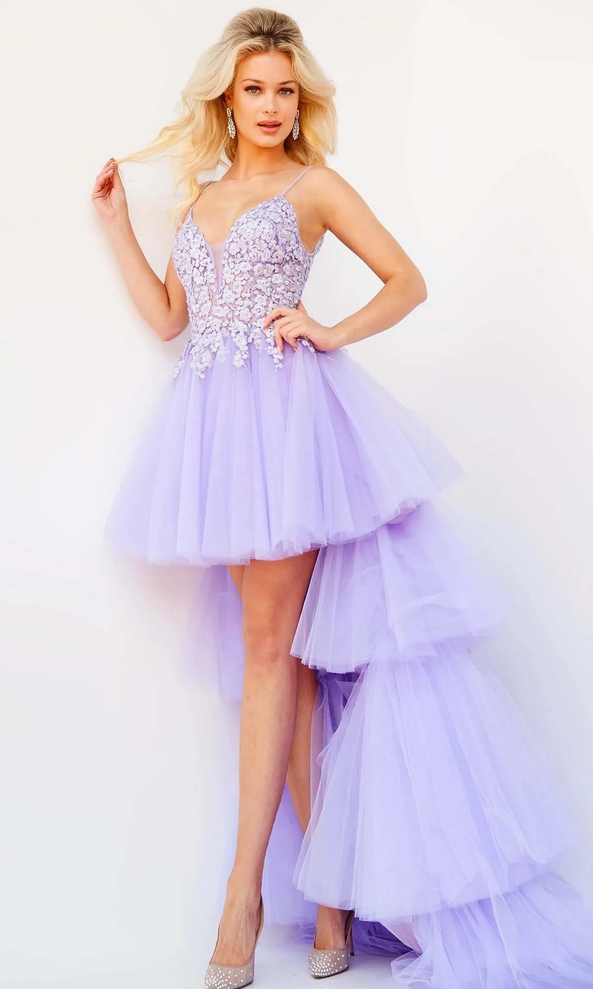 Jovani Ruffled High-Low Prom Dress 07263 sold by PromGirl