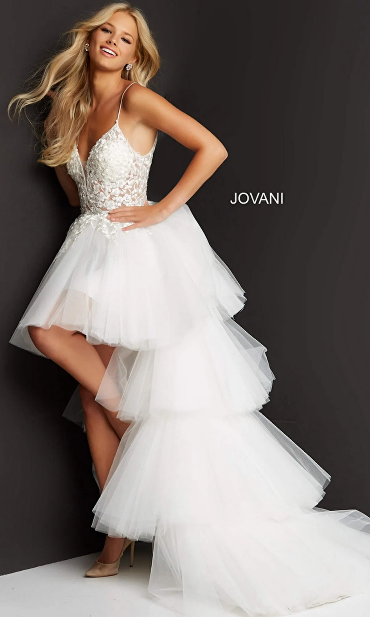 Jovani Ruffled High-Low Prom Dress 07263 sold by PromGirl product image thumbnail 5