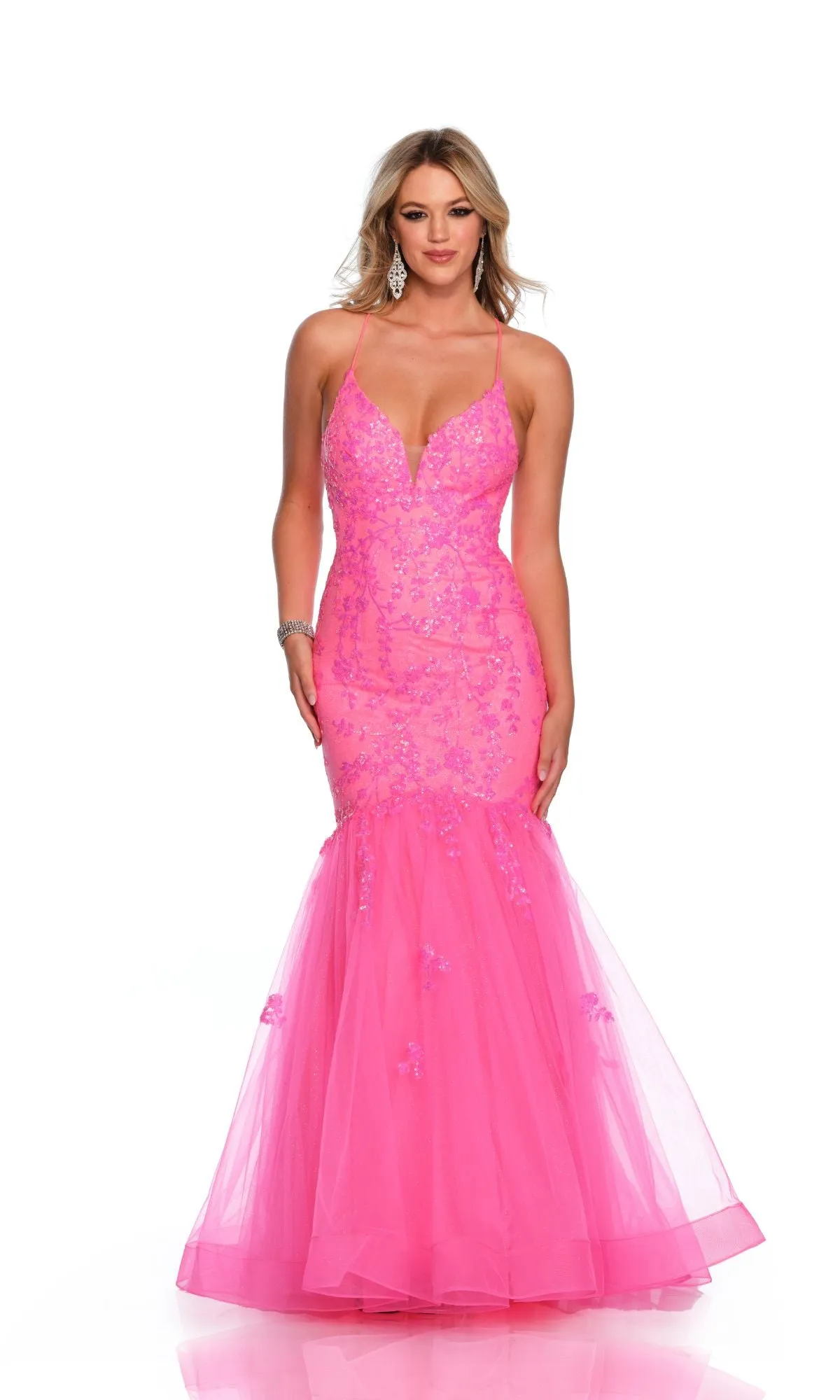 Dave and Johnny Hot Pink Long Prom Dress 11197 sold by PromGirl
