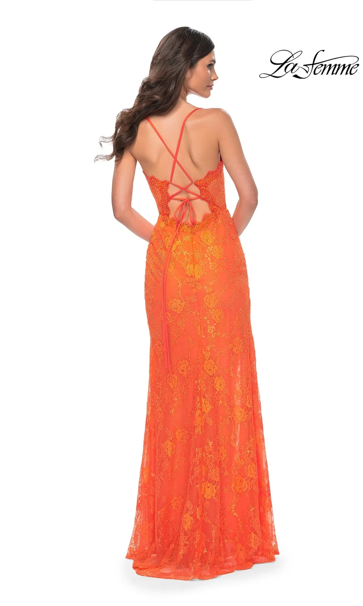 La Femme Bright Long Lace Prom Dress 32441 sold by PromGirl product image thumbnail 2