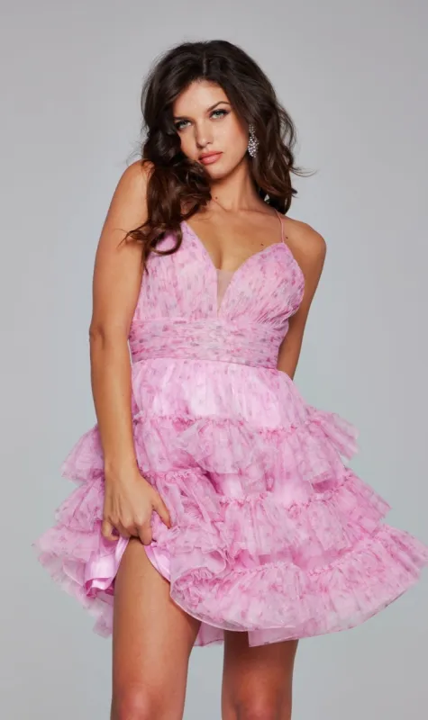 Jovani Short Pink Ruffled Homecoming Dress 36844 sold by PromGirl