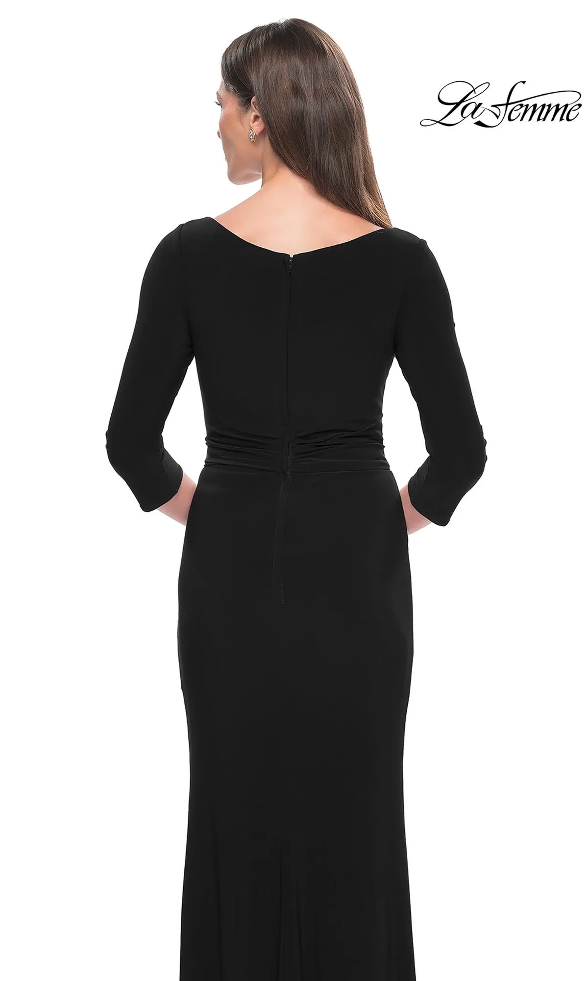 La Femme Sleeved Simple Jersey Formal Dress 30967 sold by PromGirl product image thumbnail 4