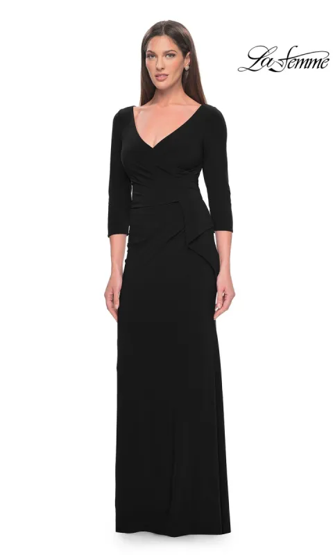 La Femme Sleeved Simple Jersey Formal Dress 30967 sold by PromGirl