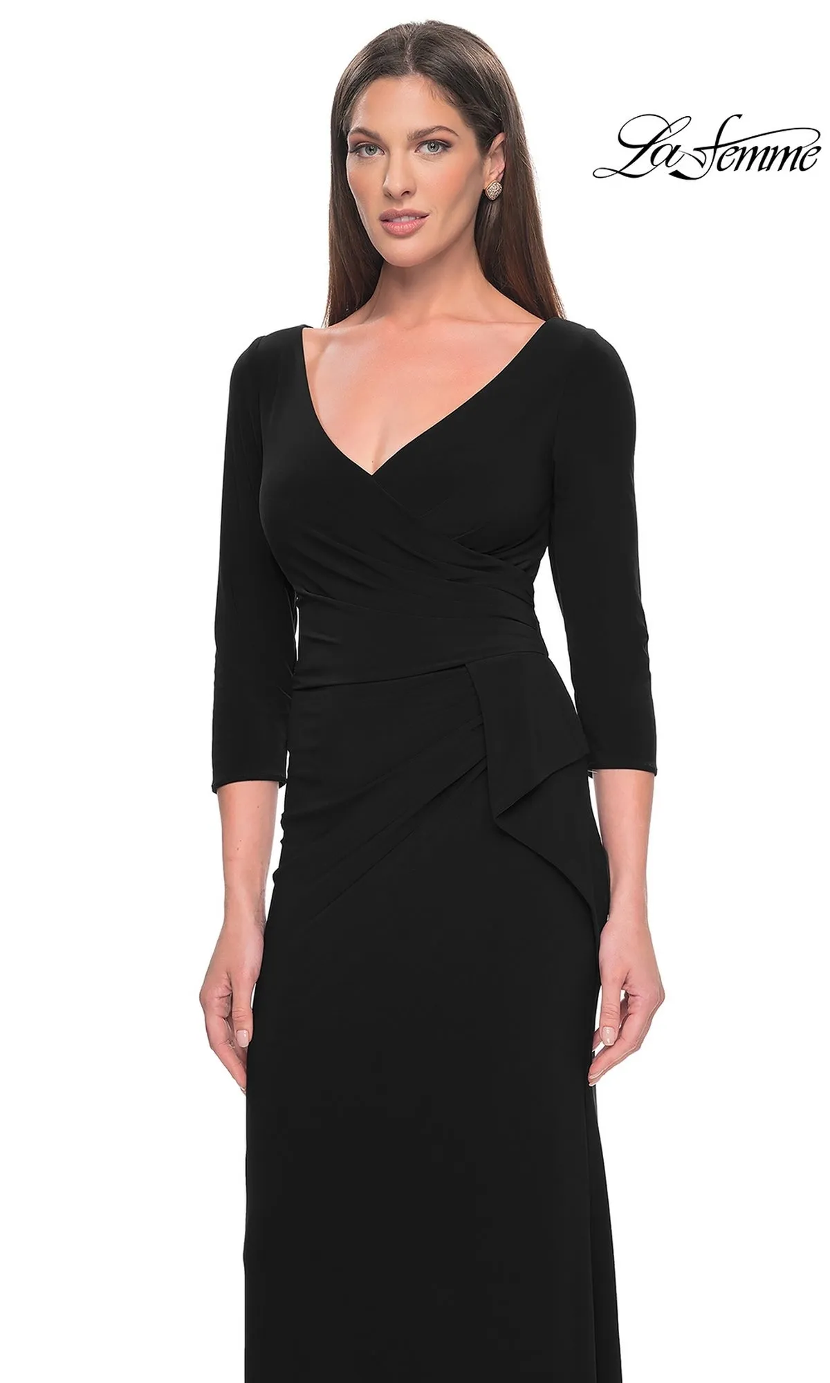 La Femme Sleeved Simple Jersey Formal Dress 30967 sold by PromGirl product image thumbnail 3