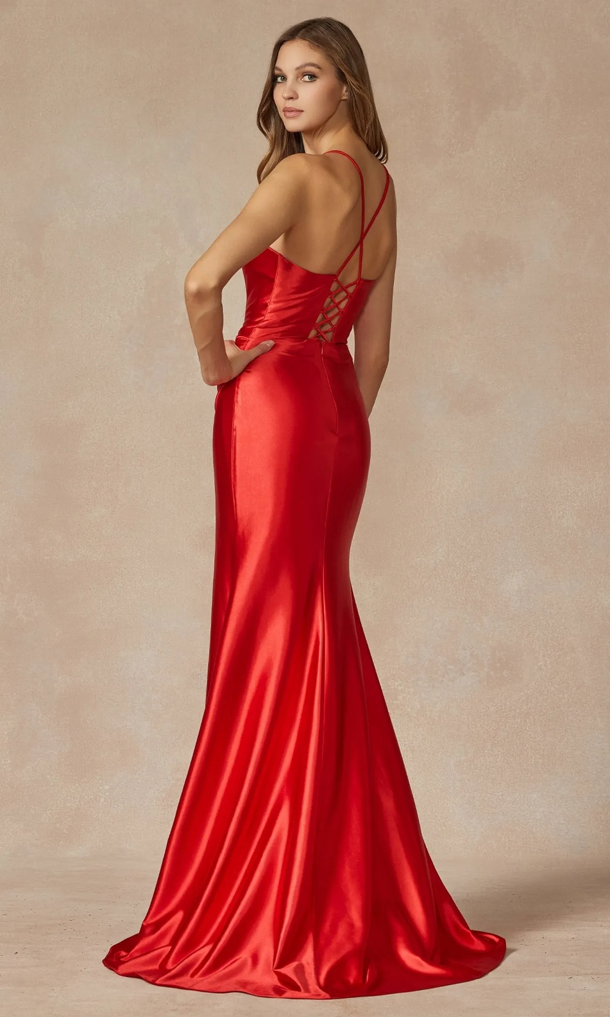 Plunging V-Neck Long Jersey Prom Dress 299 sold by PromGirl product image thumbnail 2