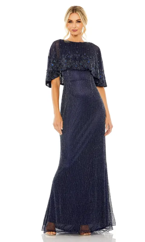 Midnight Blue Beaded Formal Gown: Mac Duggal 5797 sold by PromGirl