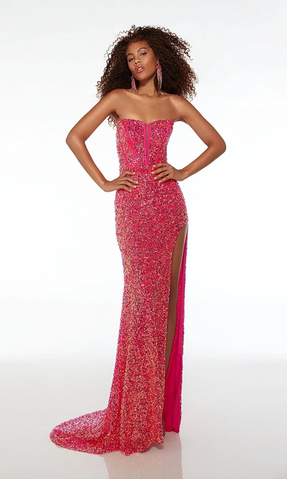Feather-Strap Alyce Long Sequin Prom Dress 61501 sold by PromGirl product image thumbnail 4