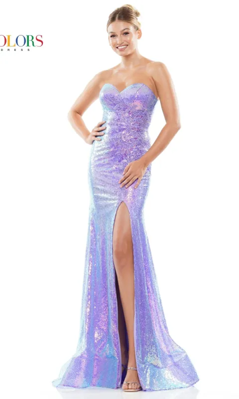 Strapless Sweetheart Long Sequin Prom Dress 3109 sold by PromGirl