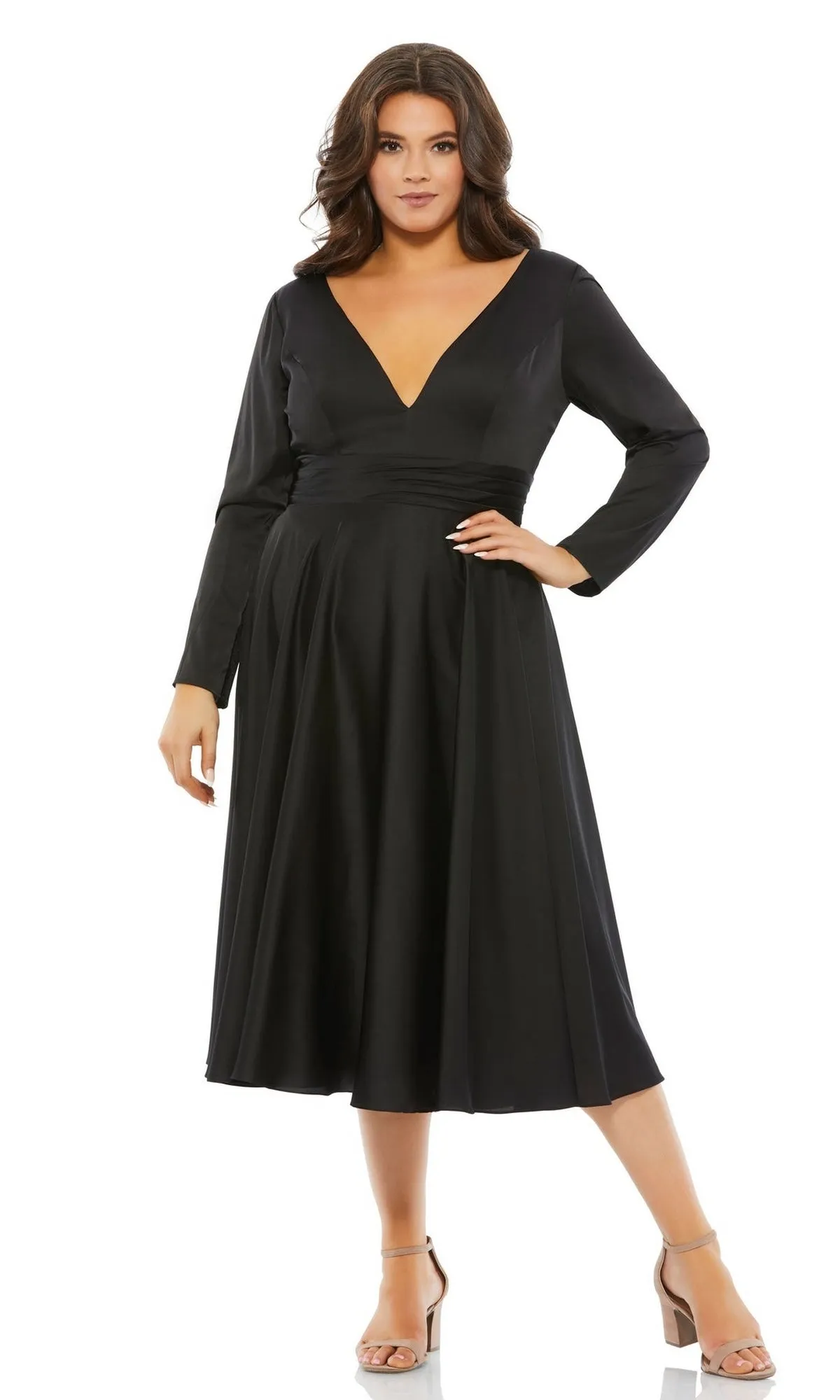 Plus-Size Black Knee-Length Party Dress 67907 sold by PromGirl