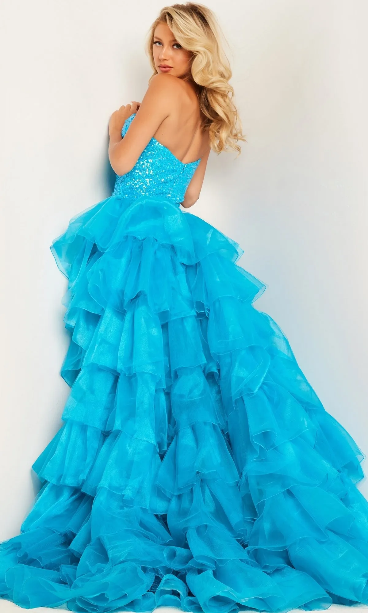 Ruffled Long Sequin Pageant Dress: Jovani 37689 sold by PromGirl product image thumbnail 2