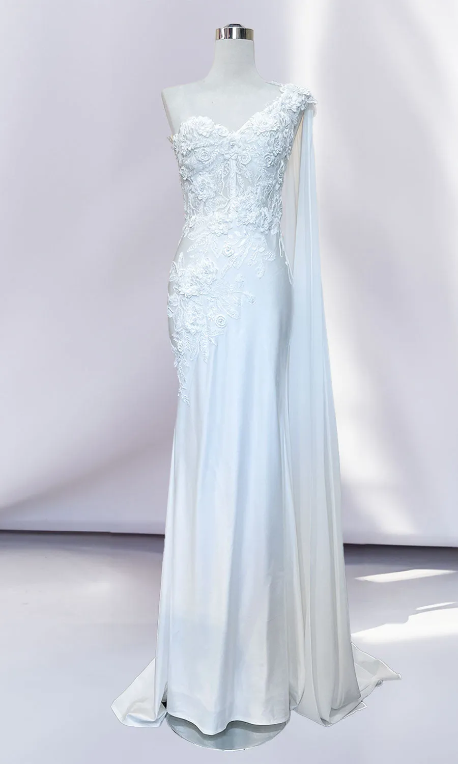 One-Shoulder Long Formal Dress with Cape 388 sold by PromGirl product image thumbnail 5