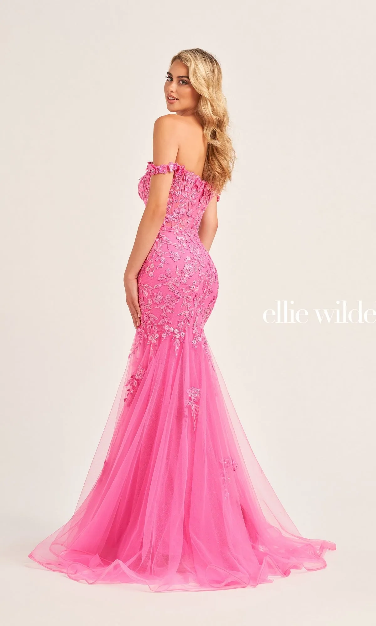 Ellie Wilde Off-Shoulder Floral Prom Dress EW35102 sold by PromGirl product image thumbnail 2