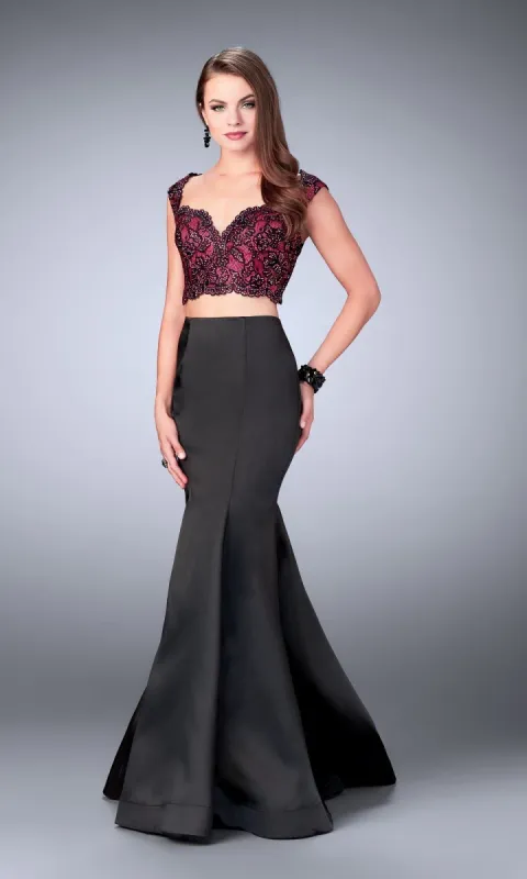 Two-Piece Lace-Up Back Long Dress 24235 sold by PromGirl