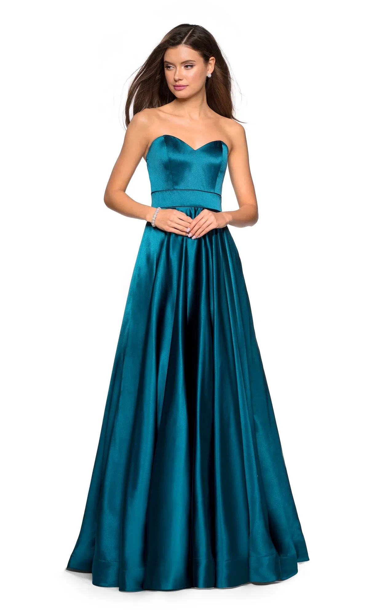Strapless A-Line Satin Prom Dress: La Femme 27506 sold by PromGirl product image thumbnail 4