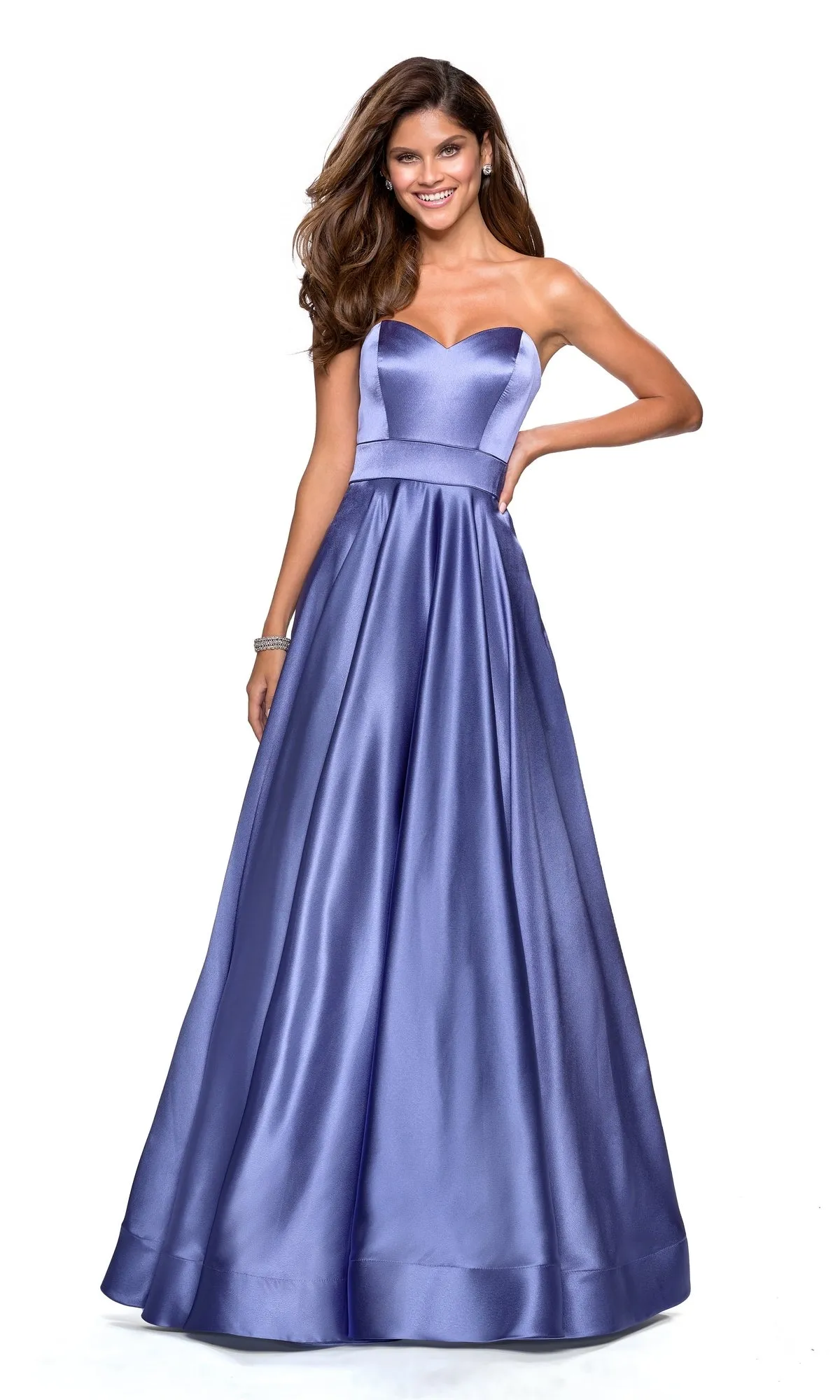 Strapless A-Line Satin Prom Dress: La Femme 27506 sold by PromGirl product image thumbnail 5