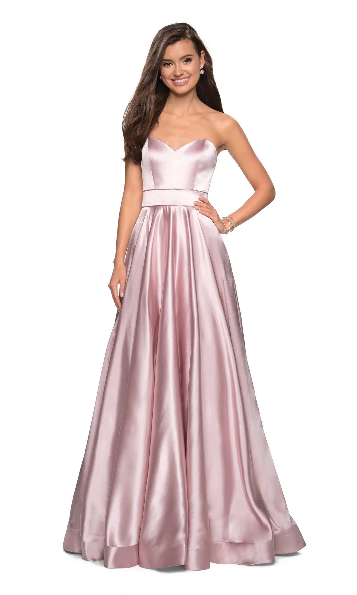 Strapless A-Line Satin Prom Dress: La Femme 27506 sold by PromGirl product image thumbnail 3