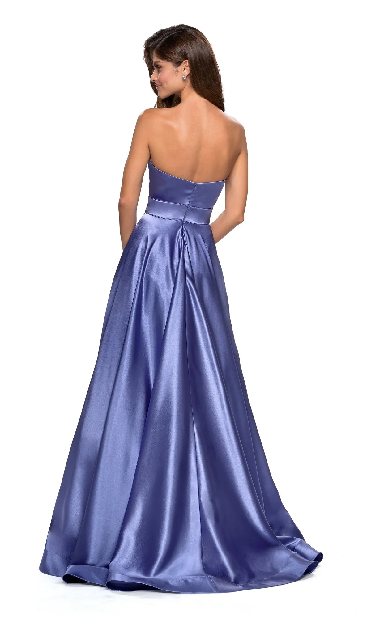 Strapless A-Line Satin Prom Dress: La Femme 27506 sold by PromGirl product image thumbnail 2
