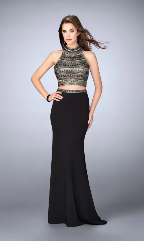 Two-Piece Formal Black Dress 24188 sold by PromGirl