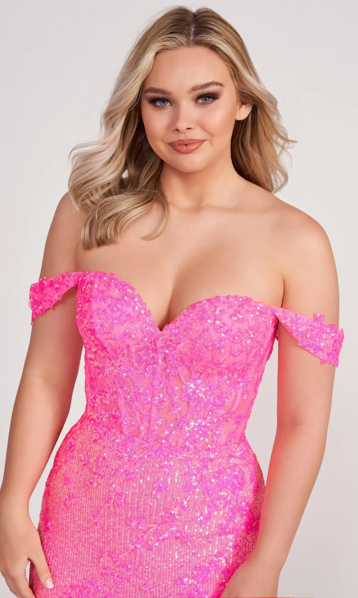 Off-Shoulder Ellie Wilde Long Sequin Prom Dress sold by PromGirl product image thumbnail 5