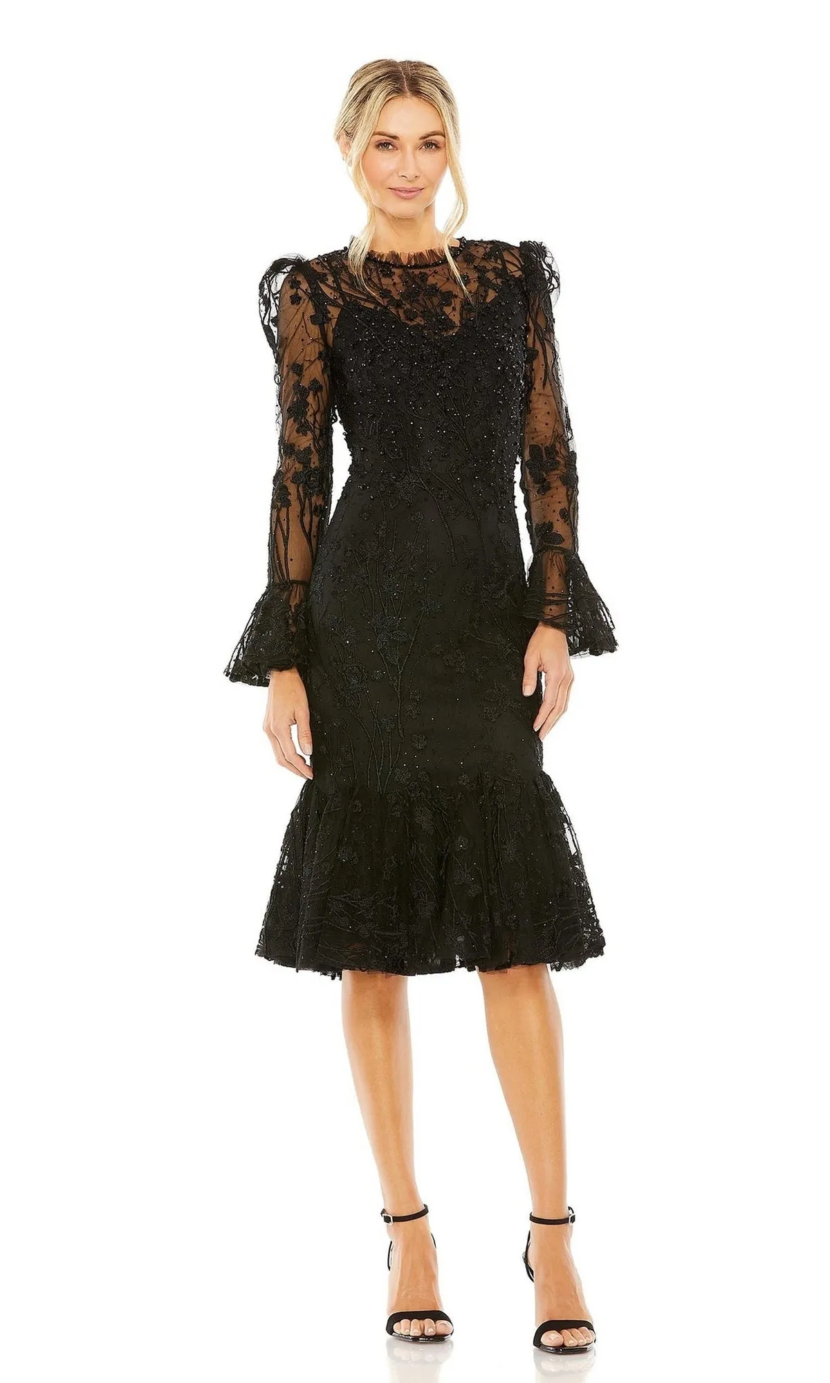 Long Sleeve Wedding Guest Dress: Mac Duggal 20431 sold by PromGirl