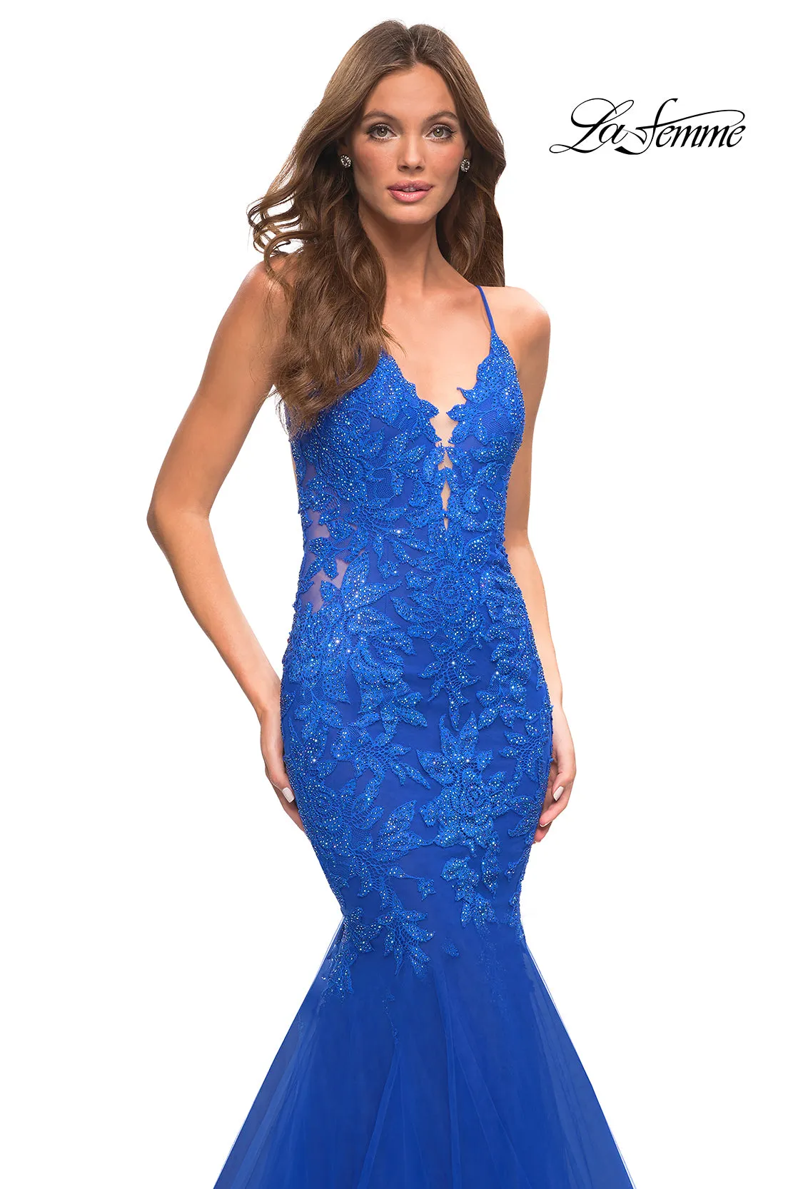 Backless Long Lace Mermaid Prom Dress by La Femme sold by PromGirl product image thumbnail 3