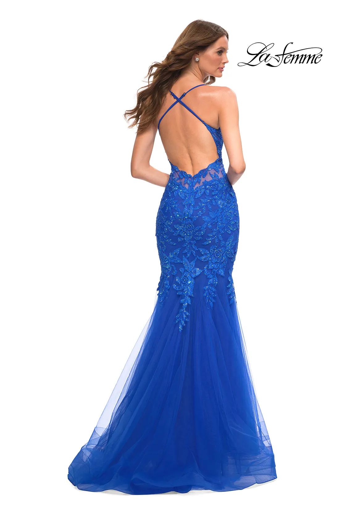 Backless Long Lace Mermaid Prom Dress by La Femme sold by PromGirl product image thumbnail 2