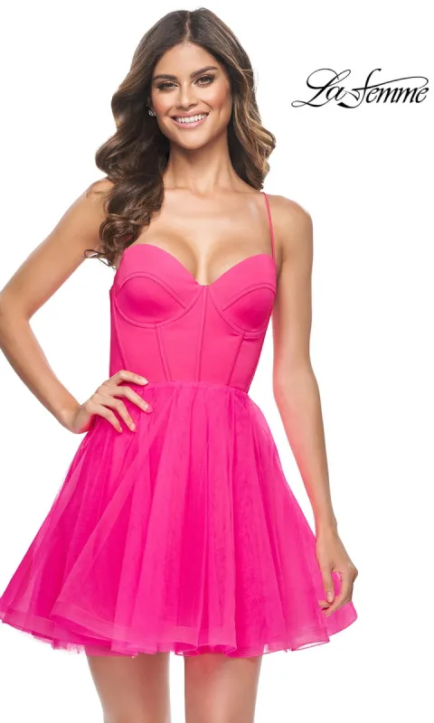 Hot Pink Short La Femme Homecoming Dress 31468 made by La Femme