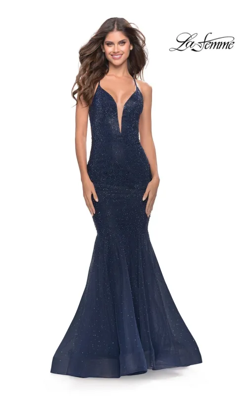 La Femme Long Beaded Mermaid Prom Dress 31119 sold by PromGirl