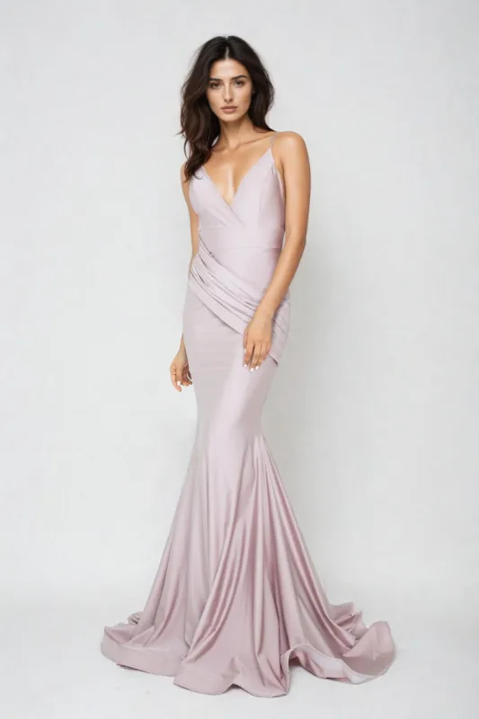 Rushed-Sash Long Mermaid Prom Dress: Atria 6200H sold by PromGirl