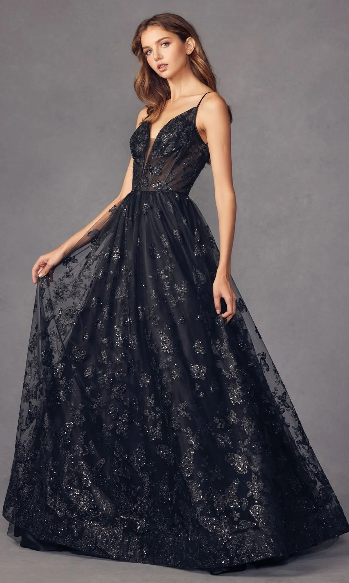 Sheer-Corset Glitter-Print Long Prom Dress 2413 sold by PromGirl product image thumbnail 4