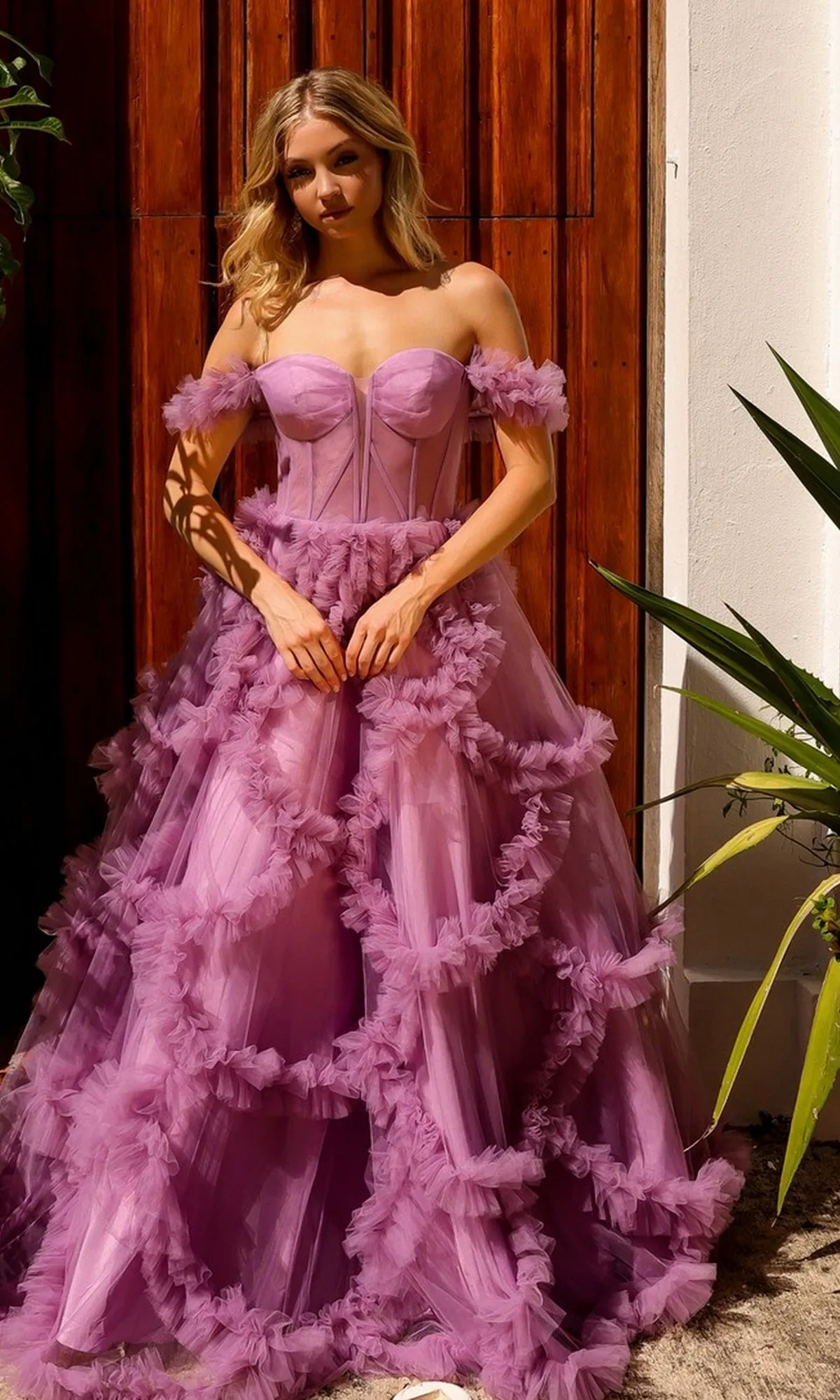Sheer-Waist Off-Shoulder Long Prom Ball Gown Y1472 sold by PromGirl product image thumbnail 5