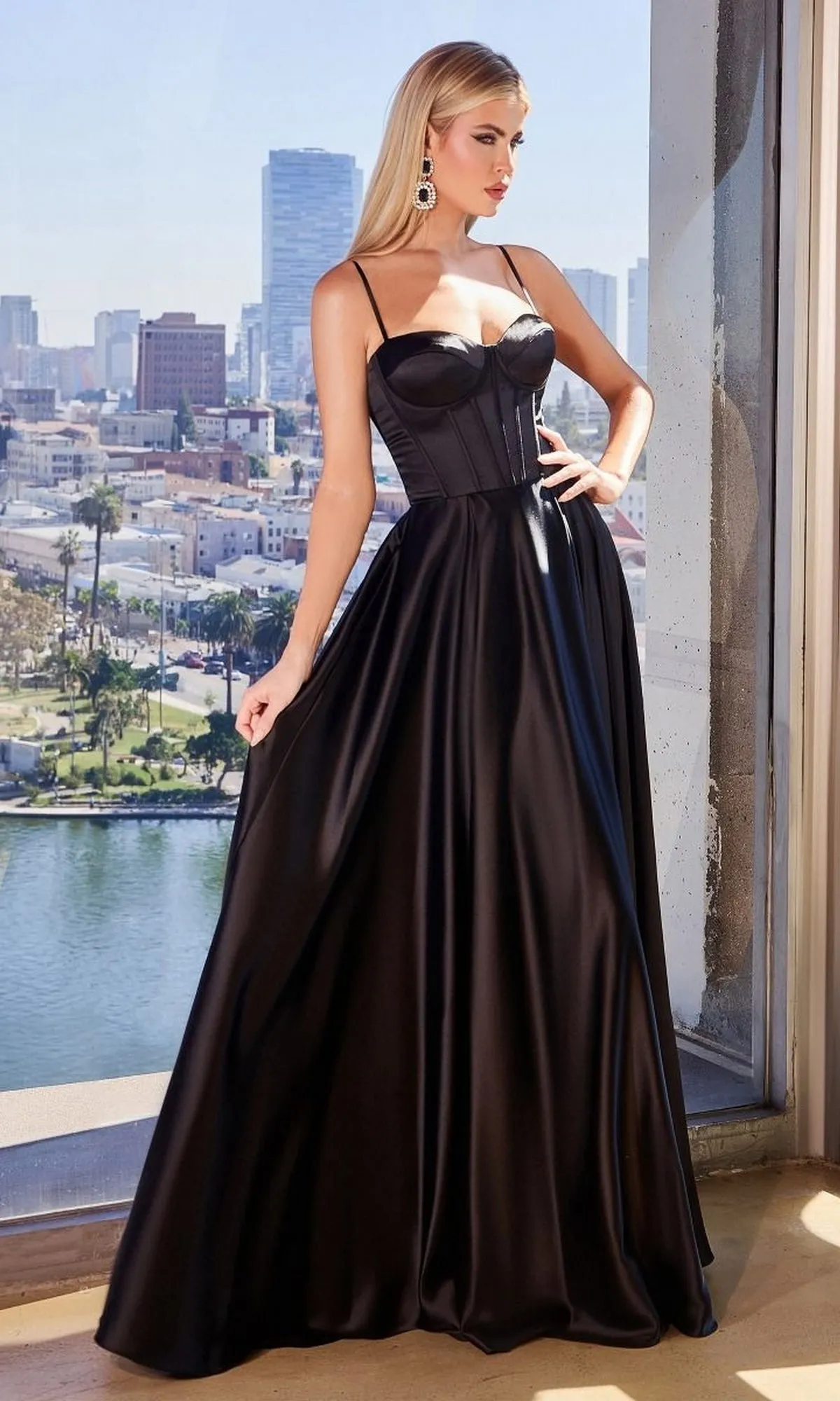 Long Sweetheart A-Line Prom Dress: Ladivine CD337 sold by PromGirl product image thumbnail 3