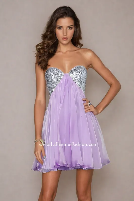 La Femme Short Strapless Prom Dress sold by PromGirl