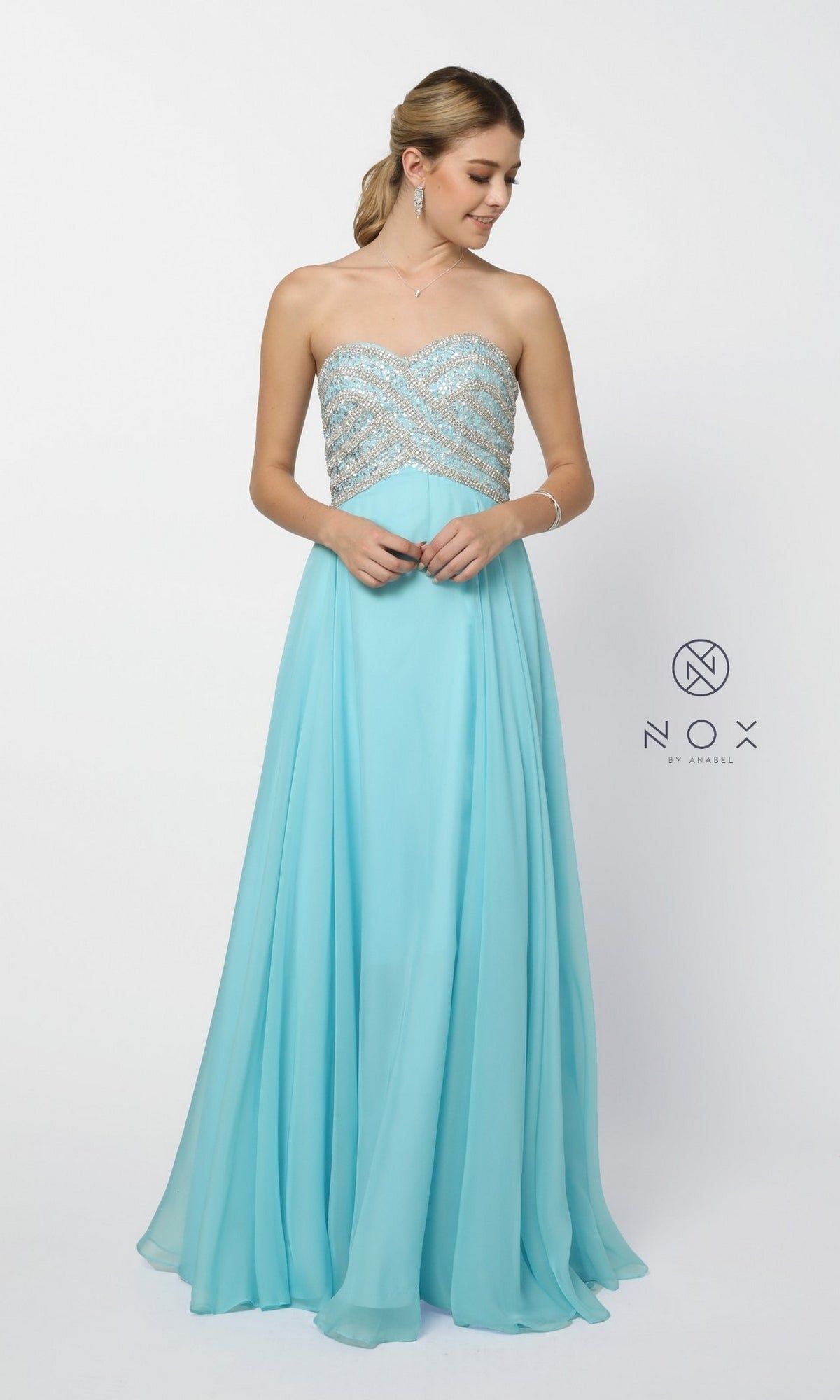 Long Prom Dress with Strapless Beaded Bodice sold by PromGirl product image thumbnail 3
