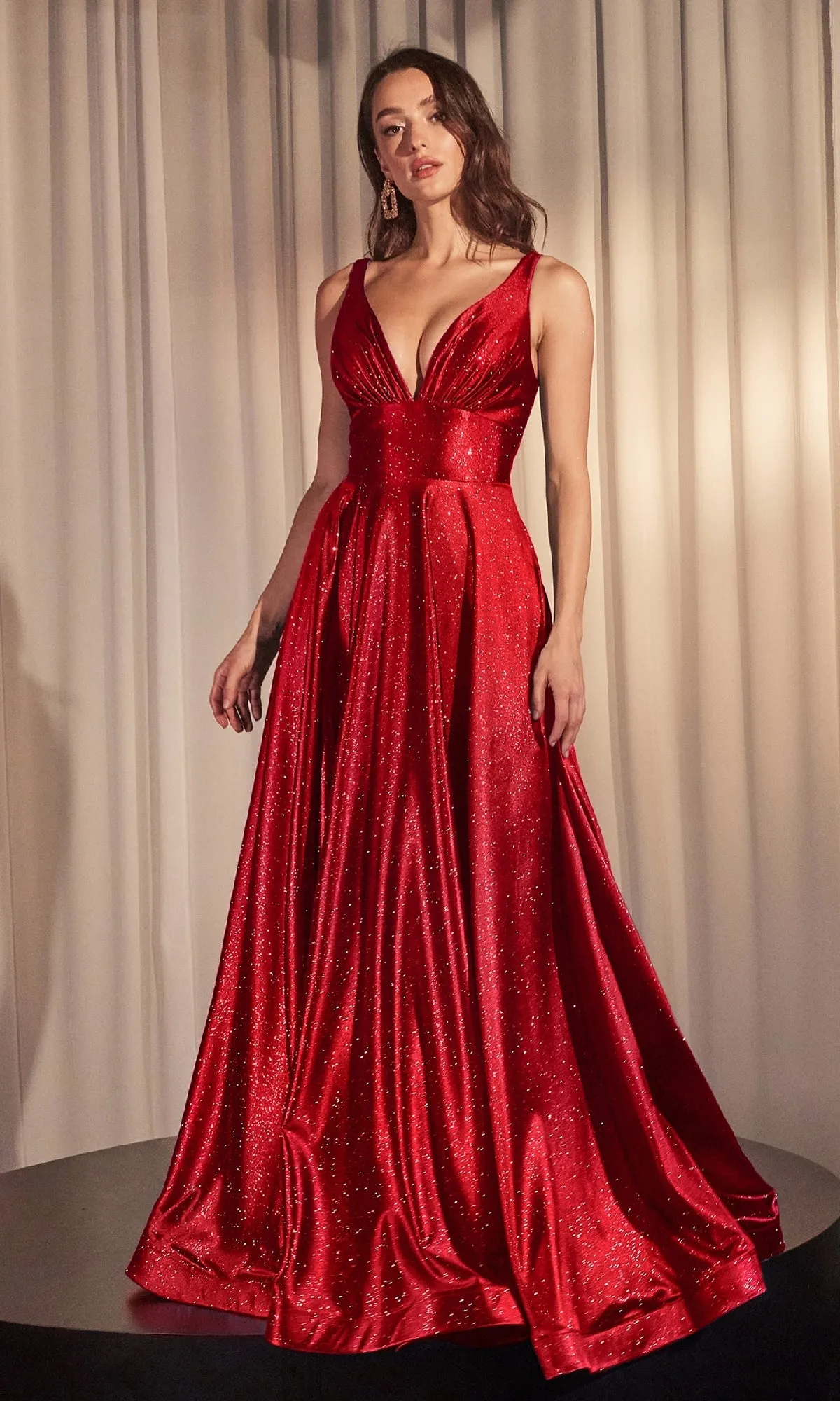 V-Neck Long Glitter Prom Dress: Ladivine CC2349 sold by PromGirl product image thumbnail 4