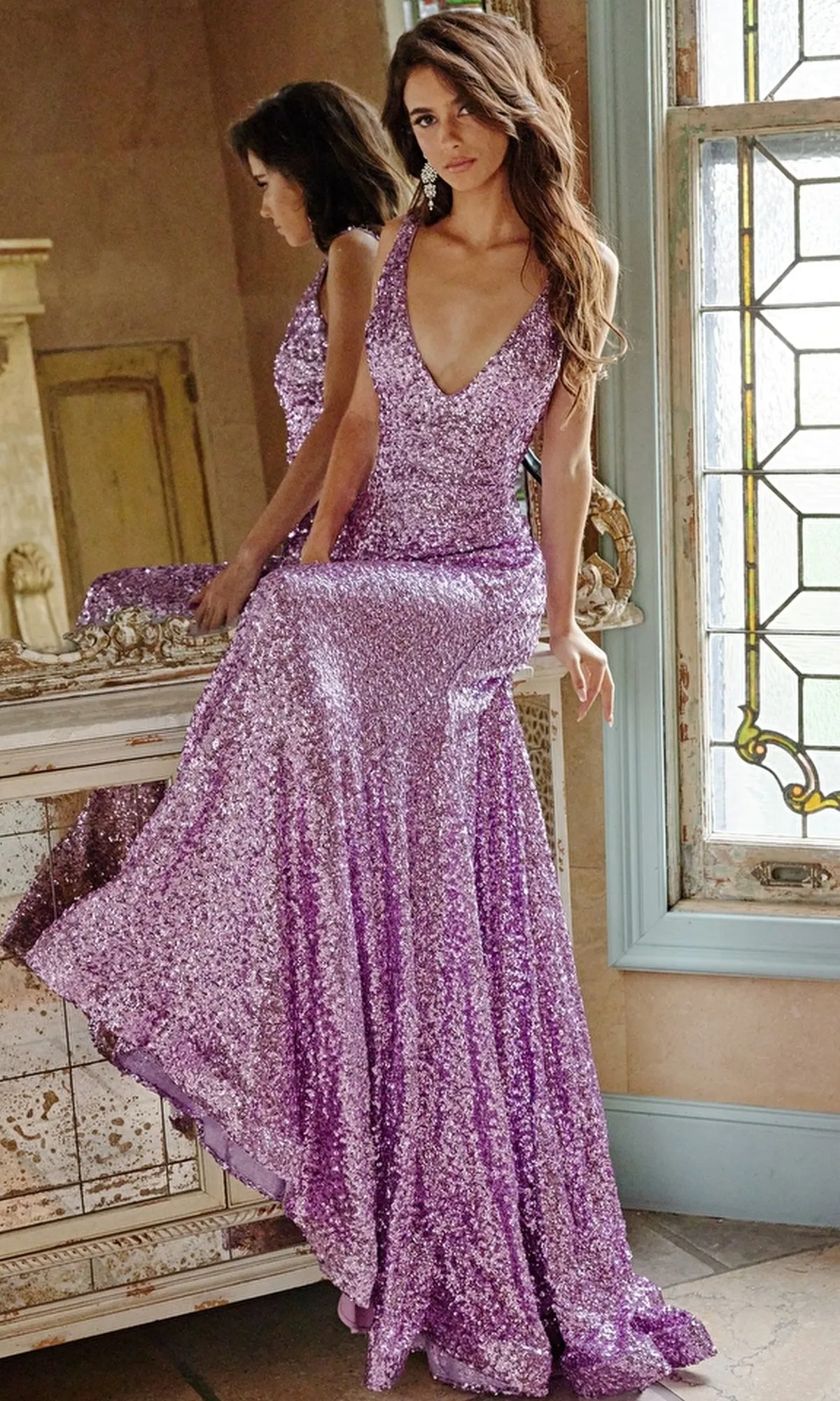 Jovani Long Sequin Mermaid Prom Dress 23079 sold by PromGirl product image thumbnail 4