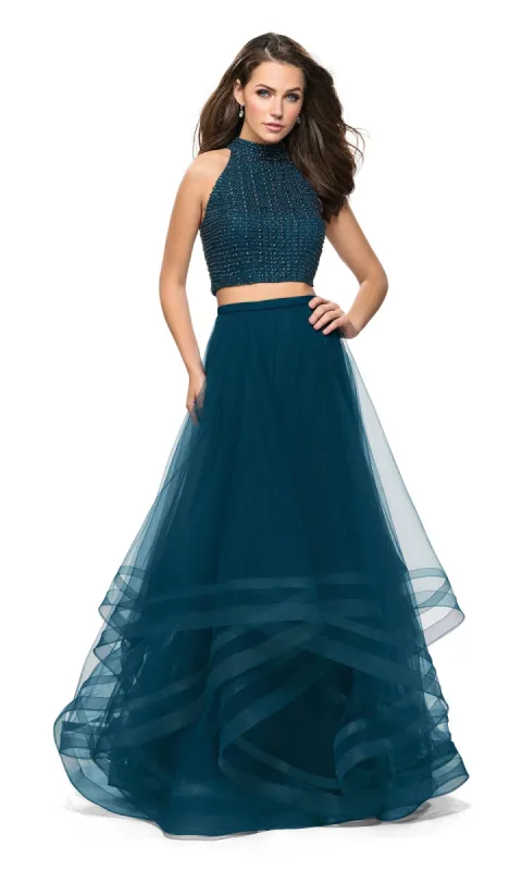 La Femme 26077 Dark Teal Two-Piece Prom Dress made by La Femme